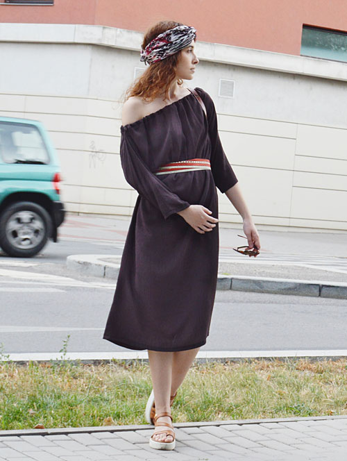 Comfortable multifunctional dress made by a young fashion designer from Prague, Czech republic.