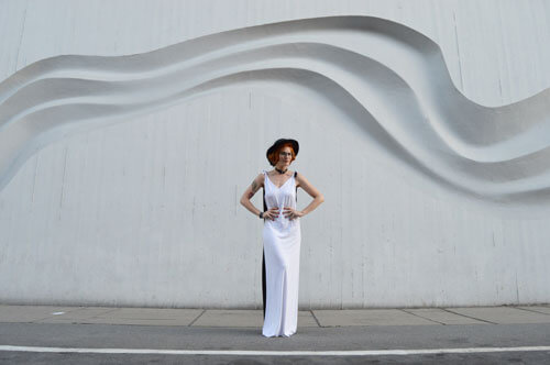 Minimalistic black and white dress Prague