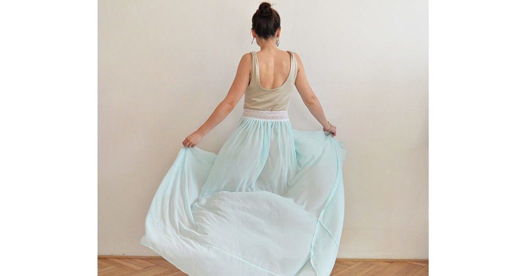 Svetlo modré romantické boho šaty od slovenskej návrhárky