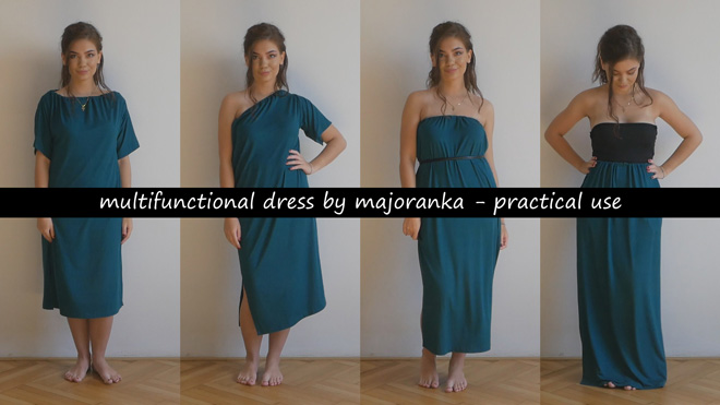 Slow fashion multifunctional dress made in Prague, Czech republic