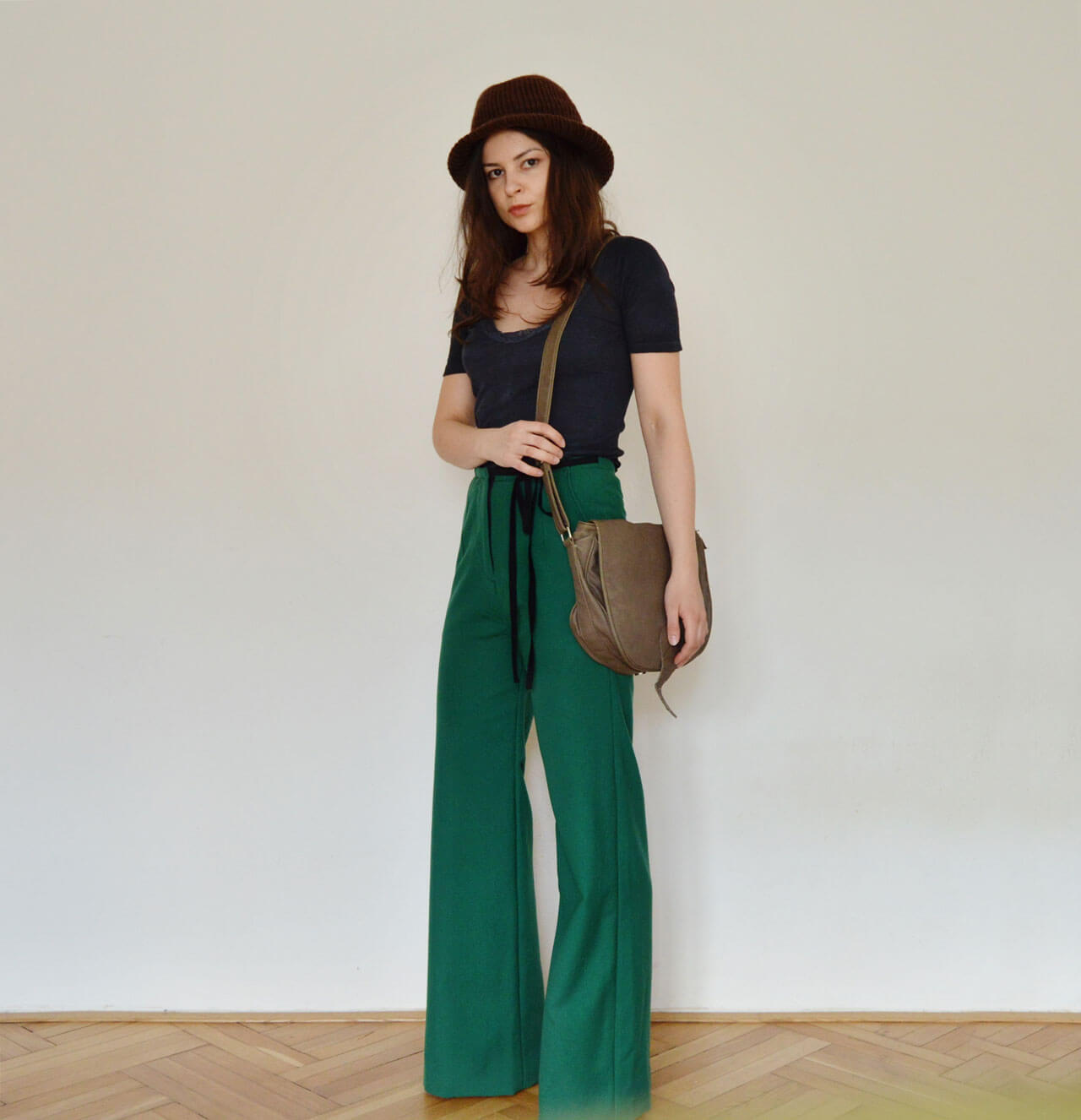 Green best sale flare pants